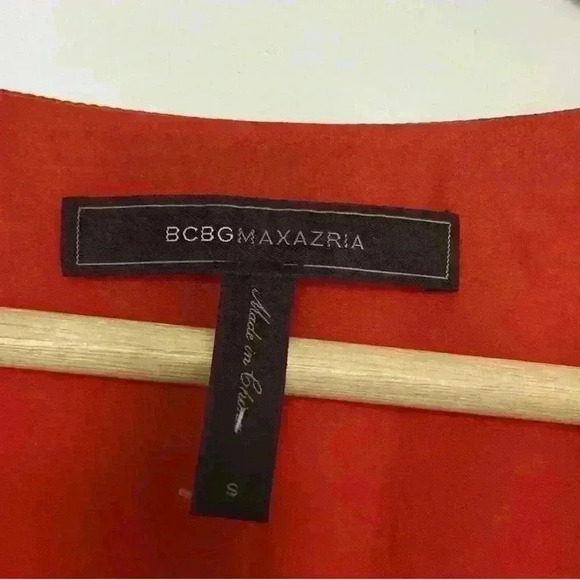 BCBGMaxazria Alie Red Sleeveless A Line Dress With Lace Insert - Picture 6 of 7